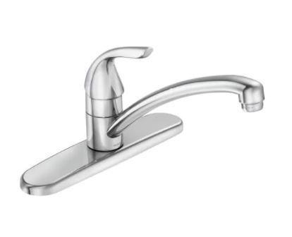 Photo 1 of 
MOEN
Adler Single-Handle Low Arc Standard Kitchen Faucet in Chrome