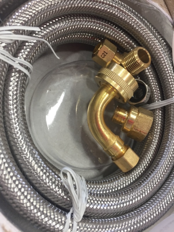 Photo 1 of Everbilt 3/8 in. x 3/8 in. x 96 in. Stainless Steel Universal Dishwasher Supply Line