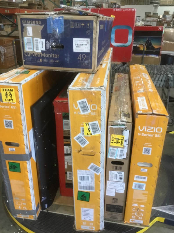 Photo 1 of PALLET OF ASSORTED DAMAGED TVS AND MONITORS SOLD AS IS NON REFUNDABLE