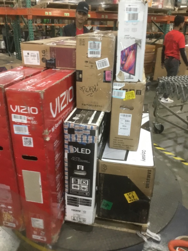 Photo 1 of PALLET OF ASSORTED DAMAGED TVS AND MONITORS SOLD AS IS NON REFUNDABLE