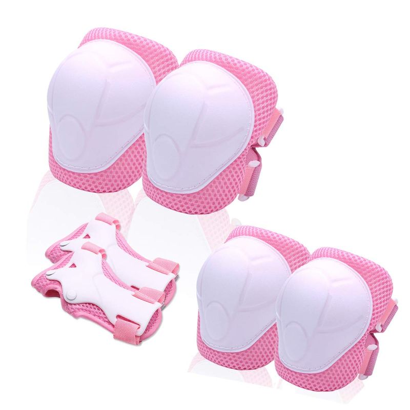 Photo 1 of BUNDLE OF 2 PACK Protective Gear Set for Kids/Boys/Girls/Toddlers Knee Pads Elbow Pads Wrist Guards Adjustable Strap for Skateboarding Inner Skateboard Cycling Skating Bike BMX Scooter 6Pcs in 1 (pink)
