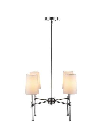 Photo 1 of 
Globe Electric
Jules 4-Light Chrome Chandelier with Acrylic Crystal Accents and White Fabric Shades