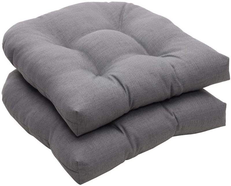 Photo 1 of  Outdoor/Indoor GREY Tufted Seat Cushions (Round Back), 16" x 16", Gray, 2 Count
