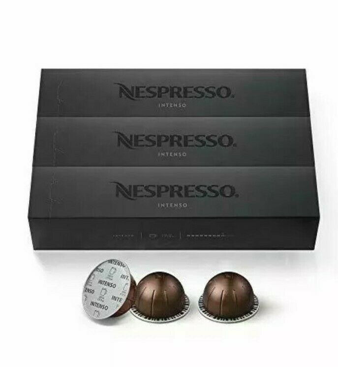 Photo 1 of **EXPIRES 03/13/2022** Nespresso Capsules VertuoLine, Intenso, Dark Roast Coffee, 30 Count Coffee
