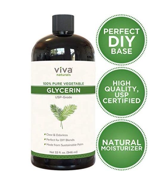 Photo 1 of **EXPIRES 04/22** Viva Naturals 100% Pure Vegetable Glycerin, USP Certified 32oz. Perfect Soap Base for DIYs, Bubble Bath, Natural Hair and Face Moisturizer for Dry Skin, and Glycerin Soap (43 Ounces Net Weight)
