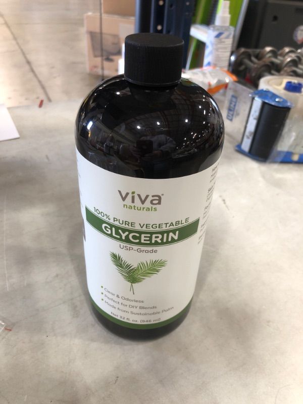 Photo 1 of **EXPIRES 04/22** Viva Naturals 100% Pure Vegetable Glycerin, USP Certified 32oz. Perfect Soap Base for DIYs, Bubble Bath, Natural Hair and Face Moisturizer for Dry Skin, and Glycerin Soap (43 Ounces Net Weight)
