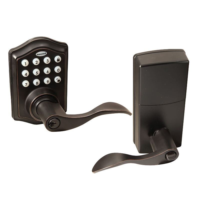 Photo 1 of Honeywell Oil Rubbed Bronze Keypad Electronic Door Lever Entry Lock (Unable to fully test)