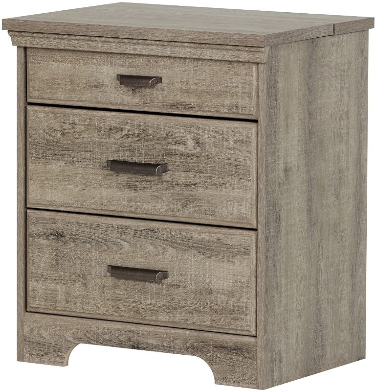 Photo 1 of *Missing component/metal drawer glider/handle/hardware*
South Shore Versa Nightstand with 2 Drawers and Charging Station, Weathered Oak
