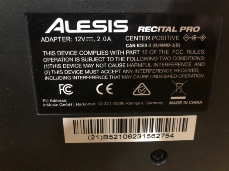 Photo 3 of MISSING POWER CORD, Alesis Recital Pro - 88 Key Digital Piano Keyboard with Hammer Action Weighted Keys