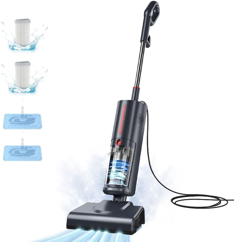 Photo 1 of ***PARTS ONLY*** Wet Dry Vacuum Cleaner and Mop for Hard Floors, Upright Vacuum Cleaner All-in-One 1600W 17 kPa Bagless Vacuum Cleaner and Steam Mop for Tile and Hardwood Carpet with 2 HEPA Filter, Corded, PRETTYCARE
