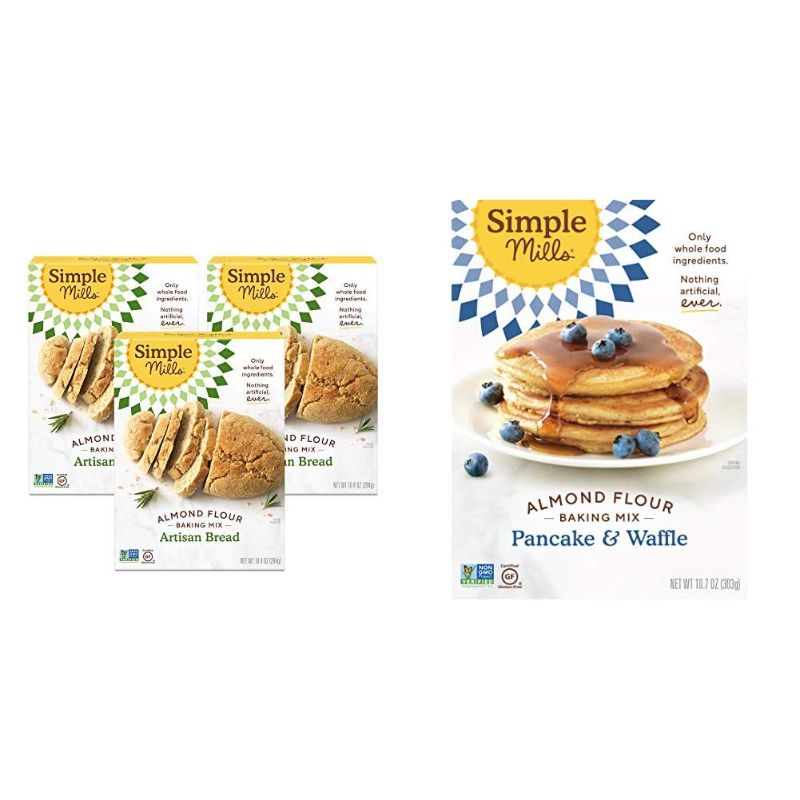 Photo 1 of **BEST BY 02/02/2022** Simple Mills Almond Flour Baking Mix, Gluten Free Artisan Bread Mix, , 3 Count & Almond Flour Pancake Mix & Waffle Mix