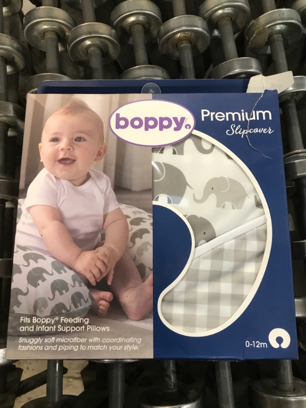 Photo 2 of Boppy Nursing Pillow Cover—Premium | Gray Elephants Plaid