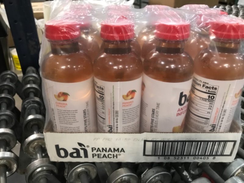 Photo 4 of **BEST BY 04/11/2022** Bai Flavored Water, Panama Peach, Antioxidant Infused Drinks, 18 Fluid Ounce Bottles, 12 Count
