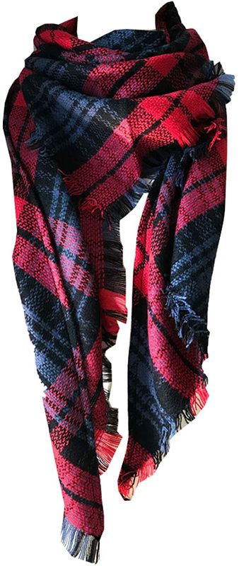 Photo 1 of **4 OF - Wander Agio Womens Warm Long Shawl Winter Wraps Large Scarves Knit Cashmere Feel Plaid Triangle Scarf
