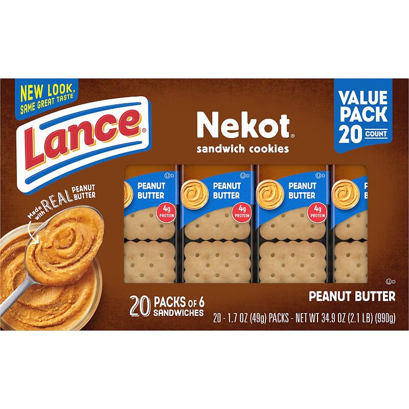 Photo 1 of  BEST BY 01/15/2022
Lance Sandwich Cookies, Nekot Peanut Butter, Value Pack 20 Ct Box, pack of 6
