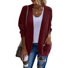 Photo 1 of Women’s Winter Open Front Long Sleeve Casual Knit Pockets Ribbed Hem Cuffs Chunky Long Sweater Cardigan XL