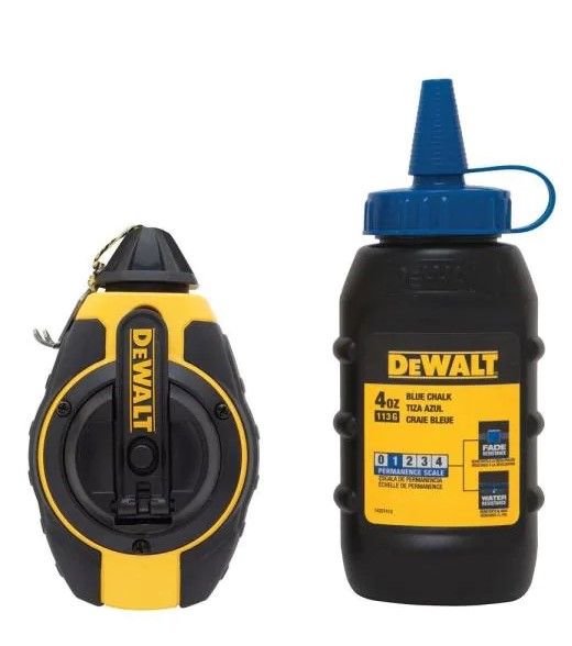 Photo 1 of Dewalt 16 ft. x 1-1/8 in. Tape Measure and 100 ft. Chalk Reel with Blue Chalk

