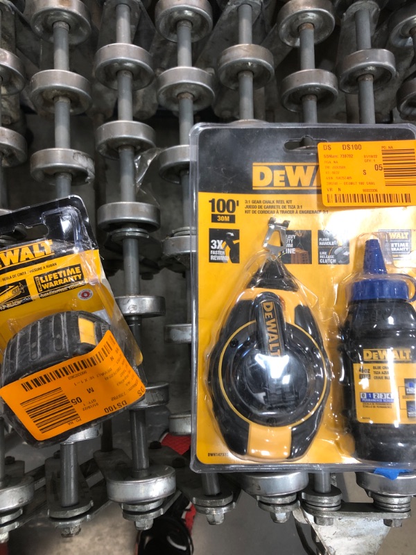 Photo 3 of Dewalt 16 ft. x 1-1/8 in. Tape Measure and 100 ft. Chalk Reel with Blue Chalk

