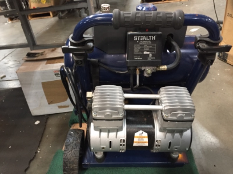 Photo 4 of **DAMAGED**
STEALTH Air Compressor, Ultra Quiet, Oil-Free and Long Life Cycle,1.3 Hp 4.5 Gallon Compressor (Blue)
