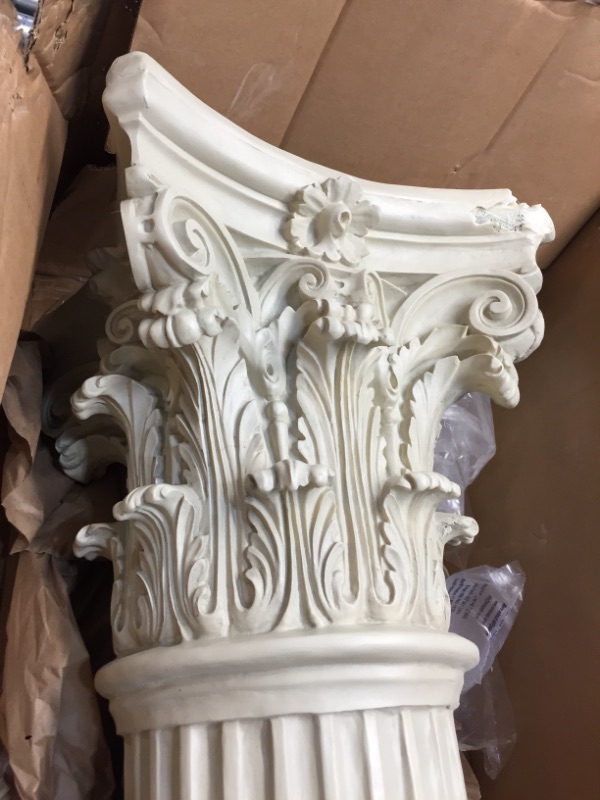 Photo 4 of **DAMAGED AND SLIGHTLY DIFFERENT FROM STOCK PHOTO**
ResinArt Pedestal - Roman Style Corinthian - Off White
