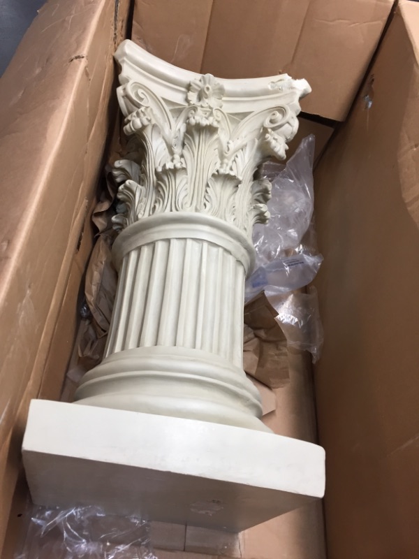 Photo 2 of **DAMAGED AND SLIGHTLY DIFFERENT FROM STOCK PHOTO**
ResinArt Pedestal - Roman Style Corinthian - Off White
