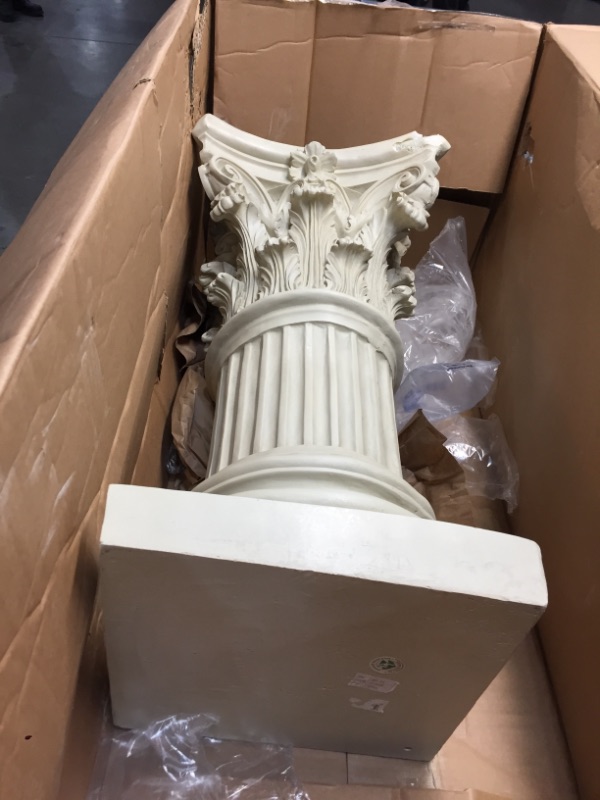Photo 3 of **DAMAGED AND SLIGHTLY DIFFERENT FROM STOCK PHOTO**
ResinArt Pedestal - Roman Style Corinthian - Off White
