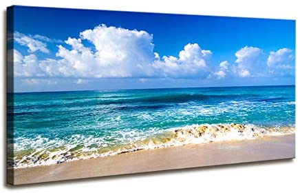 Photo 1 of **SLIGHTLY DIFFERENT FROM STOCK PHOTO**
Large Size Blue Beach theme Modern Stretched and Framed Seascape 1 Panels Giclee Canvas Prints Artwork Landscape Big Framed Canvas Wall Art for Home Decor And Living Room Decorations
