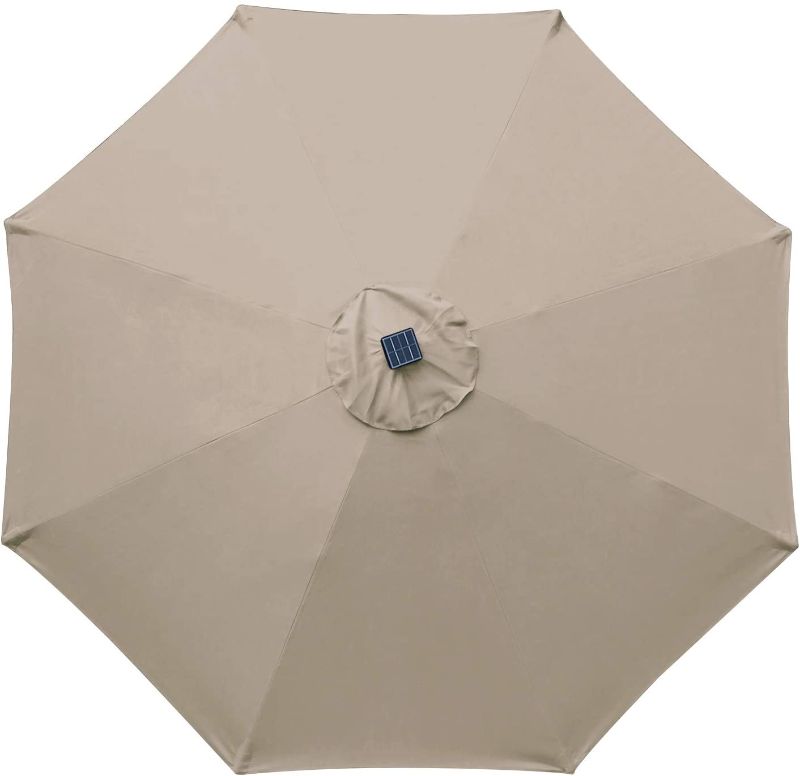 Photo 1 of **INCOMPLETE AND DAMAGED**
11FT Patio Umbrella Ourdoor Solar Umbrella LED Umbrellas with 32LED Lights, Tilt and Crank Table Umbrellas for Garden, Deck, Backyard and Pool,12+Colors, (Khaki)
