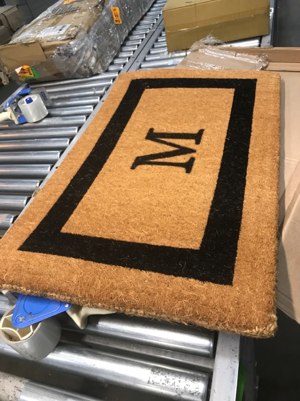 Photo 2 of **SLIGHTLY DIFFERENT FROM STOCK PHOTO**
Monogram Initial Letter M Doormat Black Floor Mat