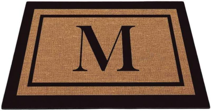 Photo 1 of **SLIGHTLY DIFFERENT FROM STOCK PHOTO**
Monogram Initial Letter M Doormat Black Floor Mat