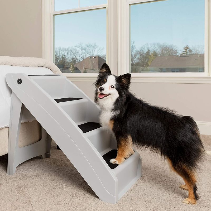 Photo 1 of **DAMAGED**
PetSafe CozyUp Folding Pet Steps - Pet Stairs for Indoor/Outdoor at Home or Travel - Dog Steps for High Beds - Dog Stairs with Siderails, Non-Slip Pads - Durable, Support up to 150 lbs 
