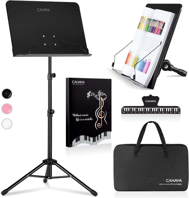 Photo 1 of **INCOMPLETE**
CAHAYA 4 in 1 Dual-use Sheet Music Stand & Desktop Book Stand Metal Portable Solid Back with Carrying Bag, Sheet Music Folder & Clip, Projector Stand, Laptop Bible Book Tablet Stand CY0194
