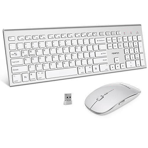 Photo 1 of Fenifox Wireless Keyboard And Mouse,Fenifox Full-Size Usb Dual System Switching Double Ergonomic Whisper-Quiet Compatible With Pc Desktop Computer Macos Windows -Silver White (Silver White) 