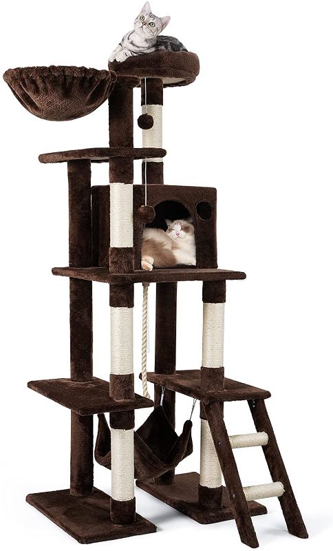 Photo 1 of **INCOMPLETE**
rabbitgoo Cat Tree Cat Tower 61" for Indoor Cats, Multi-Level Cat Condo with Hammock & Scratching Posts for Kittens, Tall Cat Climbing Stand with Plush Perch & Toys for Play Rest
