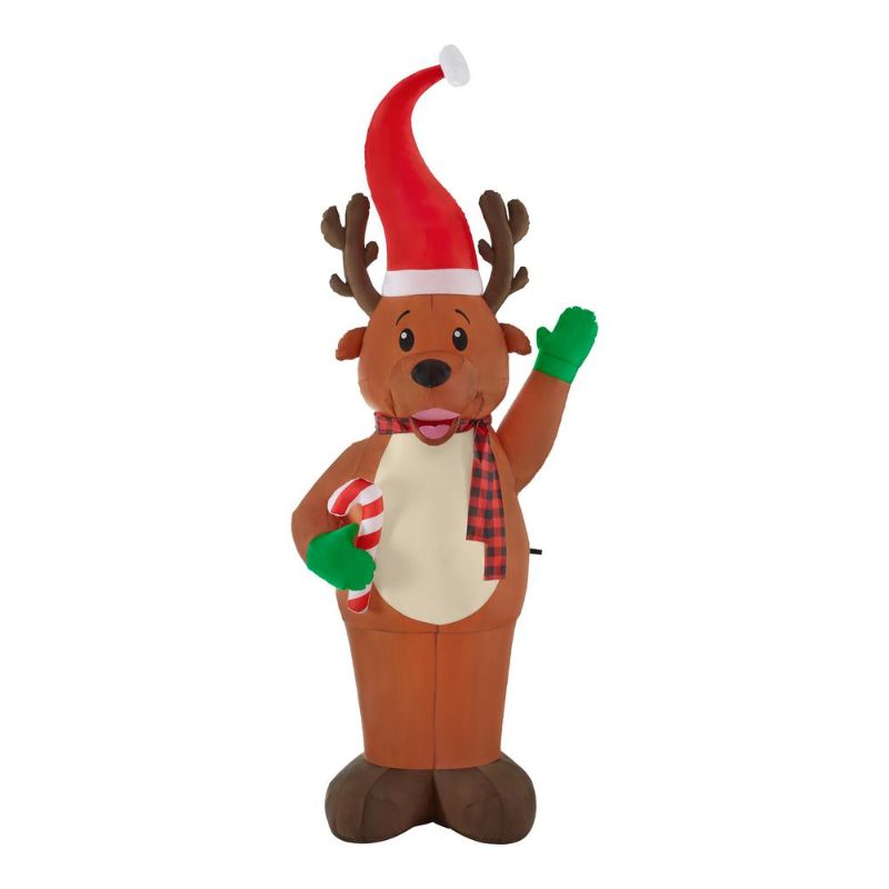 Photo 1 of Home Accents Holiday 9 Ft Pre-Lit LED Giant-Sized Airblown Reindeer Christmas Inflatable
