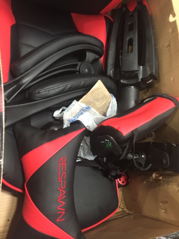 Photo 4 of Respawn 110 Racing-Style Bonded Leather Gaming Chair, Red/Blac **USED NORMAL WEAR AND TEAR***
