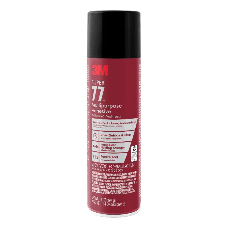 Photo 1 of (3) 3M 14 Oz. Super 77 Multipurpose Low VOC Spray Adhesive
1 USED