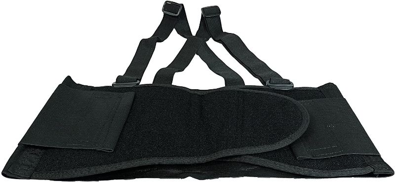 Photo 1 of Husky Large Adjustable Hook and Loop Lumbar Support Belt With Adjustable Suspenders (Fits Waist Size 38” to 47”)
