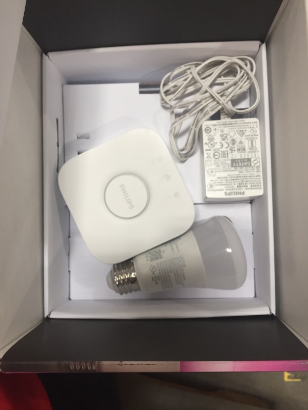 Photo 4 of Philips Hue White and Color Ambiance A19 75W Equivalent Dimmable LED Smart Light Bulb Starter Kit (4 Bulbs and Bridge)
