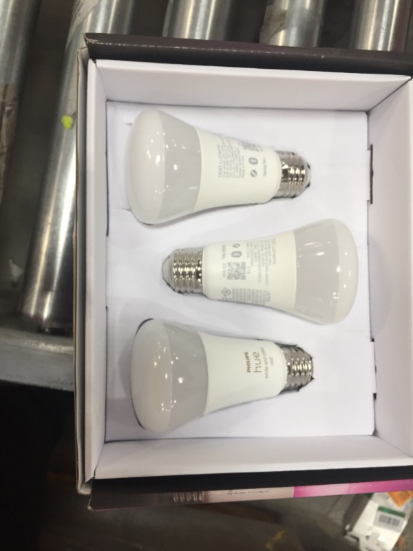 Photo 2 of Philips Hue White and Color Ambiance A19 75W Equivalent Dimmable LED Smart Light Bulb Starter Kit (4 Bulbs and Bridge)
