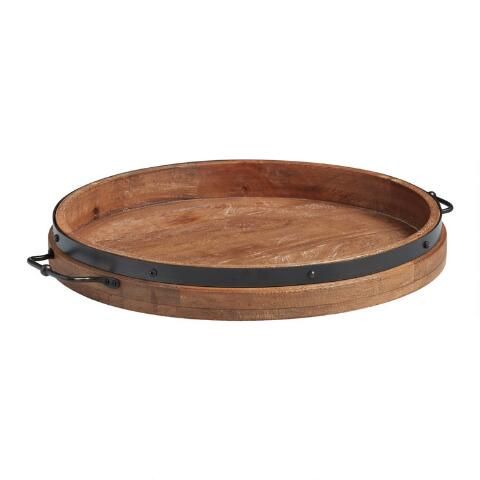 Photo 1 of ***STOCK PHOTO FOR REFERENCE*** LIVE WOOD CREATIONS CIRCLE TRAY WITH HANDLE***BROKEN HANDLE 