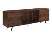 Photo 1 of 70" Mid Century Modern TV Stand with Middle Glass Shelf - Dark Walnut
