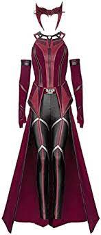 Photo 1 of Female Wanda Maximoff Cosplay Costume Scarlet Witch Headwear Cloak and Pants Full Set Outfit
