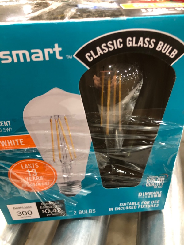 Photo 2 of 2-40-Watt Equivalent ST19 Dimmable Clear Glass Filament Vintage Edison LED Light Bulb Soft White (2-Pack)