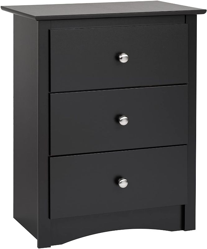 Photo 1 of **PARTS ONLY *** Prepac Sonoma Nightstand, Tall 3-Drawer, Black
