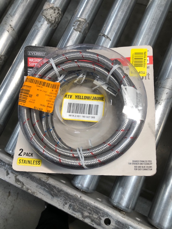 Photo 2 of Everbilt Â 3/4 in. FIP x 3/4 in. FIP x 60 in. Stainless Steel Washing Machine Hose Set