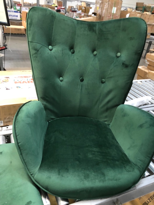 Photo 1 of  Velvet Upholstery Accent Chair with Metal Legs&#65288;Green)