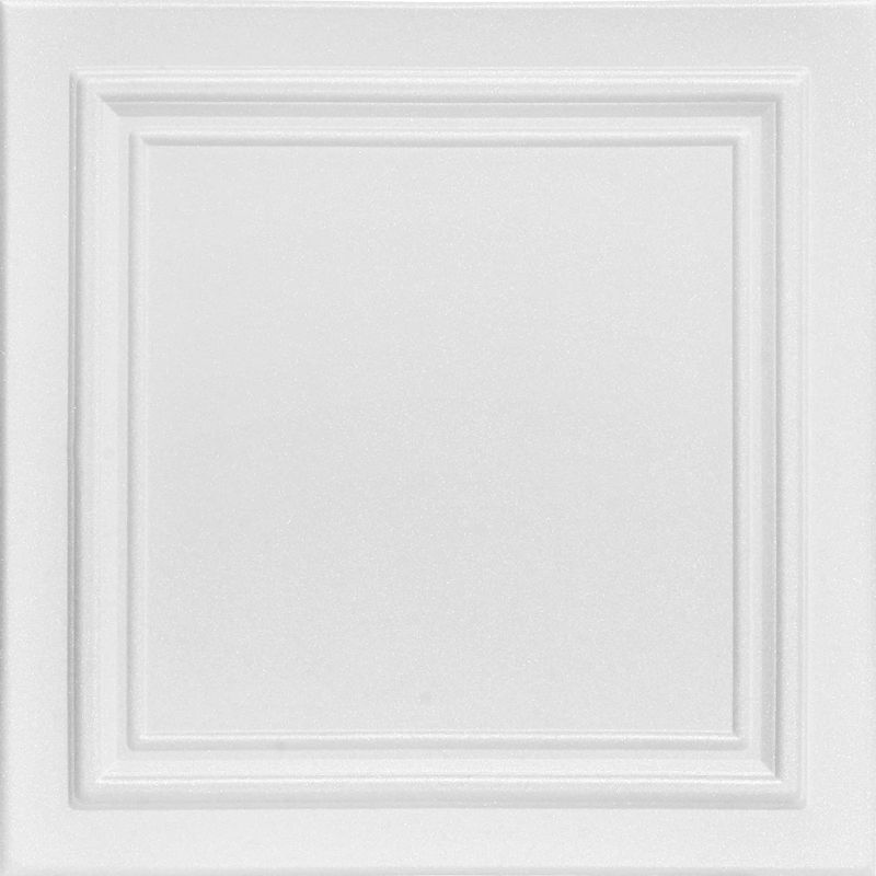 Photo 1 of 10 pc A La Maison Ceilings R24 Line Art Foam Glue-up Ceiling Tile (256 sq. ft./Case), Pack of 96, Plain White
