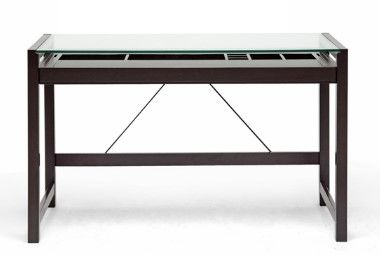 Photo 1 of BOX 1 OF 2**
BAXTON STUDIO IDABEL DARK BROWN WOOD MODERN DESK WITH GLASS TOP
