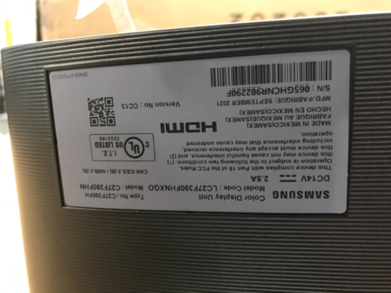 Photo 1 of Samsung C27F390FHN; 27" CF390 Full HD LED-LCD Curved Monitor, Black

